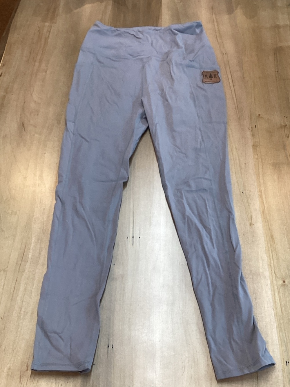 Light Gray Women's High-Waist Leggings with Pocket Patch
